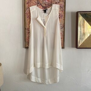 NEW H&M HM BOHO SLEEVELESS OVERSIZED BLOUSE TANK TOP BLOUSE IVORY 2